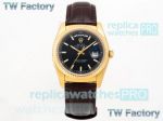 TW Factory Replica Rolex Day-Date 36MM Black Dial Yellow Gold Case Watch 